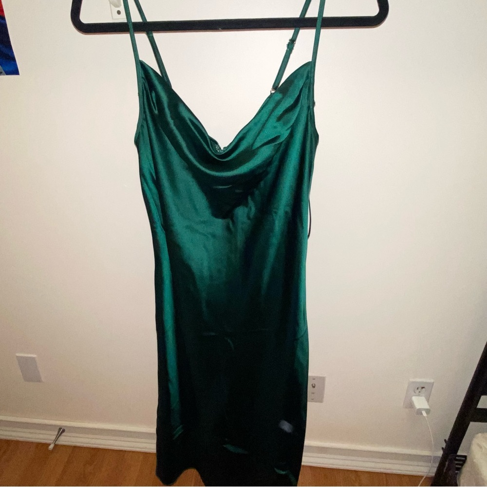 Aqua: Emerald Green Cowl Neck Dress, Size M